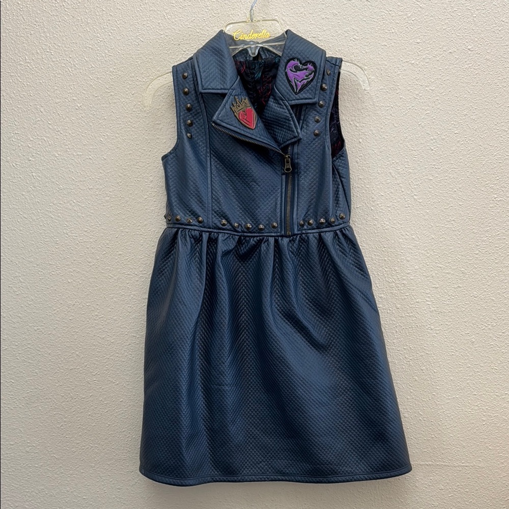 Disney Descendants 2 Villains Evie Faux Leather Blue Embellished Dress Size 7/8 - Picture 2 of 16